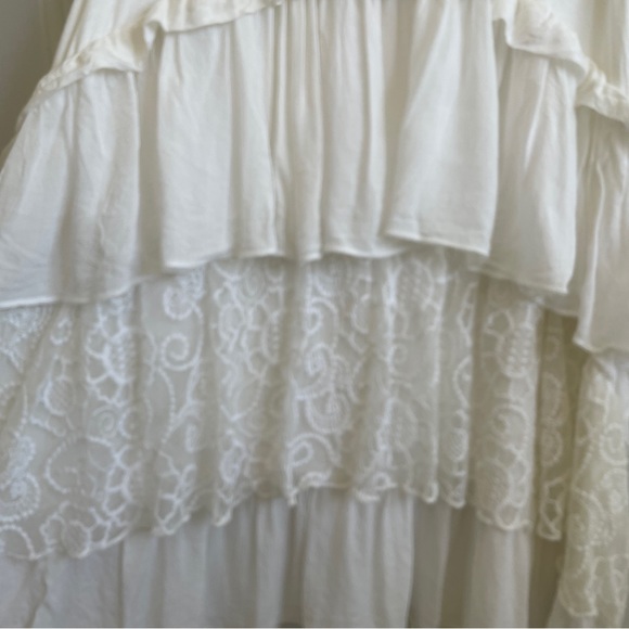 M. Frederic White Layered Ruffle Lace Dress, Size Small - Picture 3 of 9